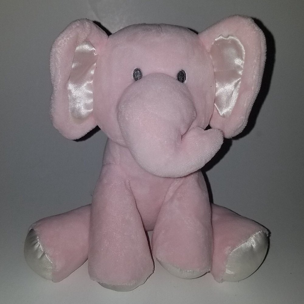 Kellytoy Pink Elephant Rattle Lovey Plush 8" Stuffed Baby Toy Crinkle Ear K Luxe